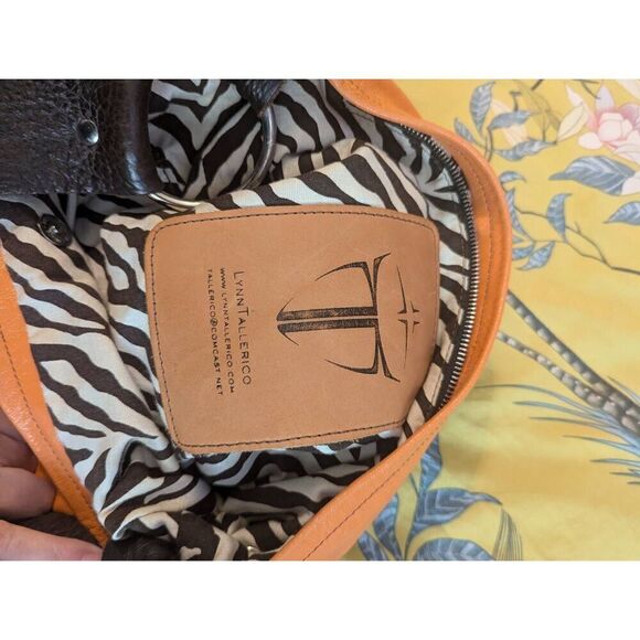 Lynn Tallerico Women’s Genuine Leather Orange Hobo Satchel Top Handle Bag - Picture 8 of 9